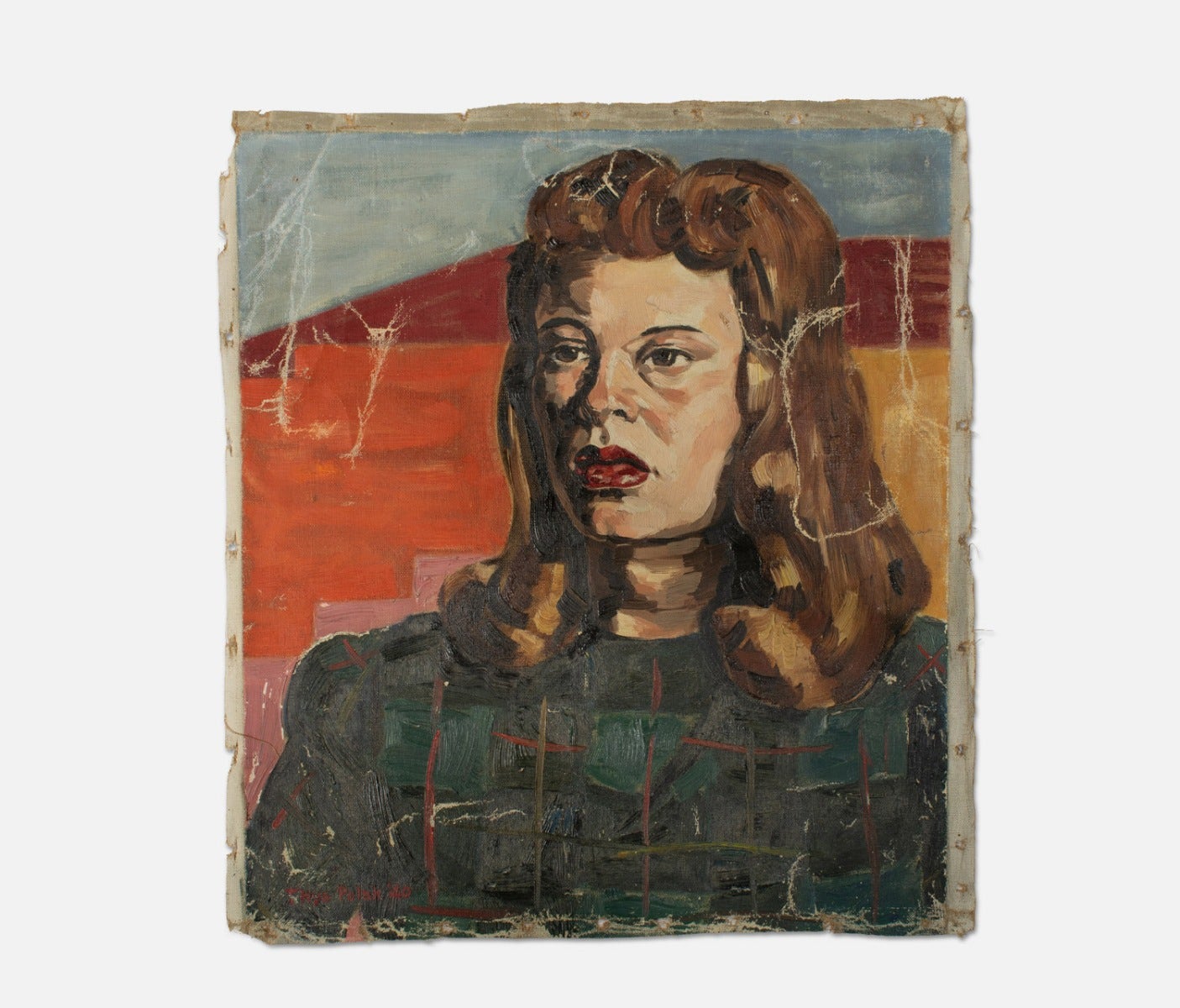 Portrait Woman, Vintage Painting Loose Canvas